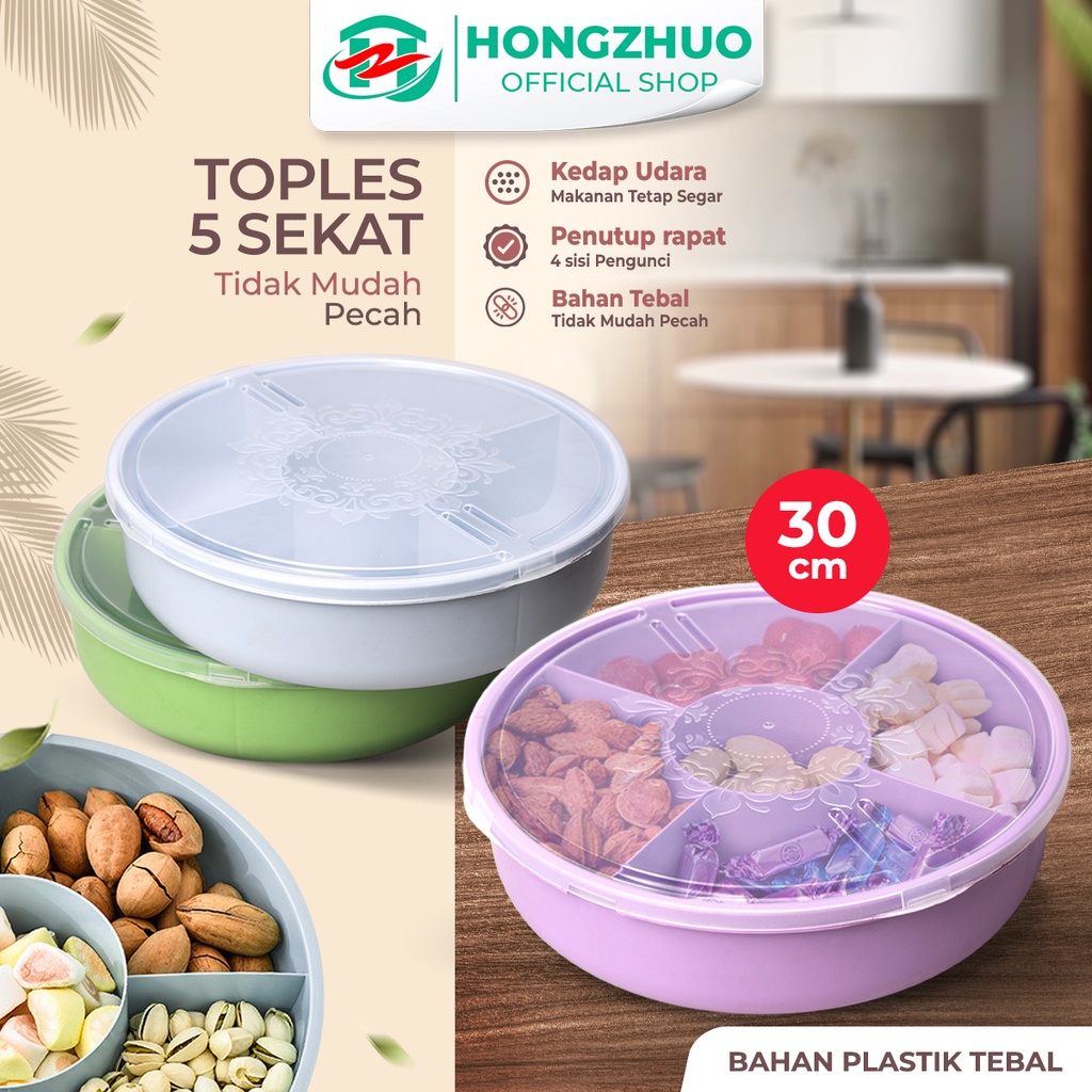 

Hongzhuo Toples Makanan Bulat 5 Sekat Penyimpanan Cemilan Snack Candy Tray