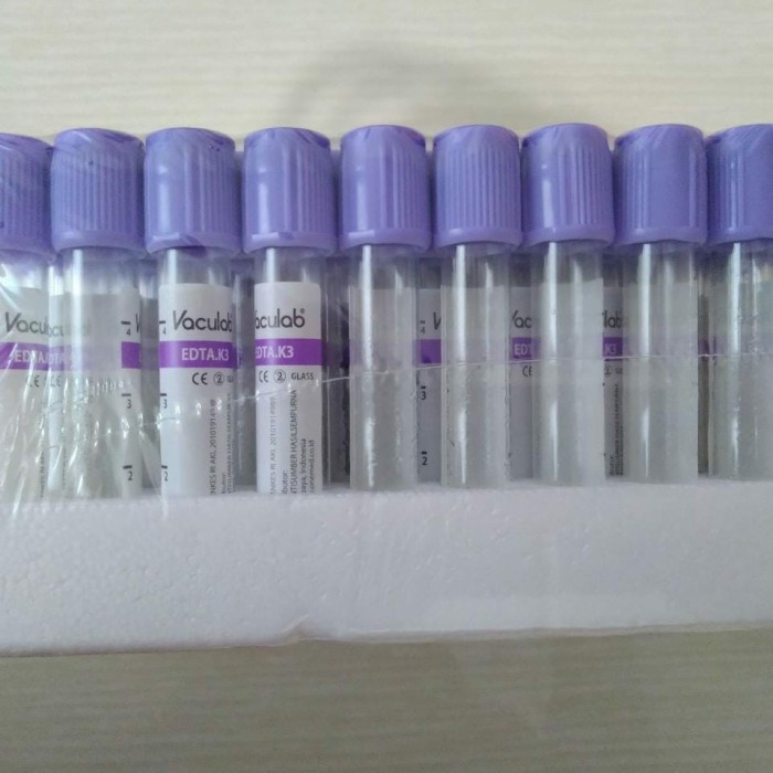 JTTOP" TABUNG DARAH VACULAB EDTA K3 3ML 3 ML 3 CC 3CC ISI 100
