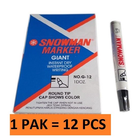

(12Pc) Spidol Permanen Snowman Marker G 12 / Sepidol Permanent Ag 12