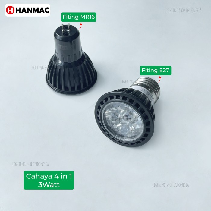 H3Q Lampu Halogen Led 3W Sorot Spotlight Warm White E27 Mr16 / G4 Spot