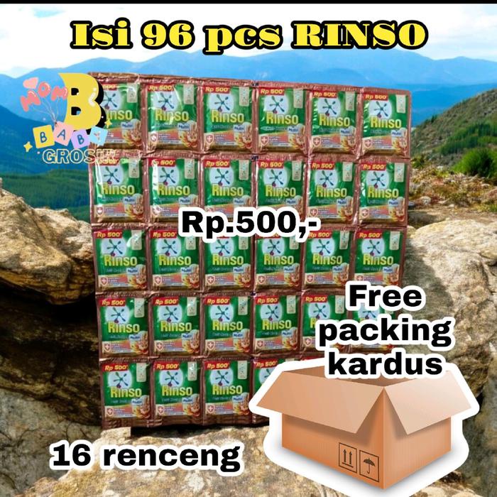 1 DUS -(104 SACHET) RINSO CAIR LIQUID antinoda molto 500 = 8 Renceng