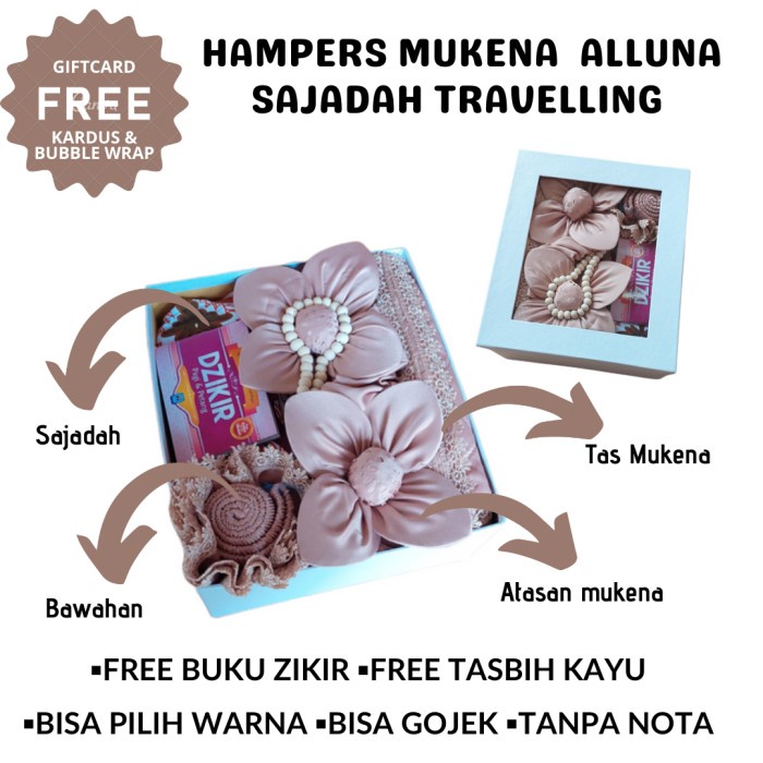

HAMPERS KADO HADIAH ULANG TAHUN WEDDING MUKENA ALLUNA SET SAJADAH