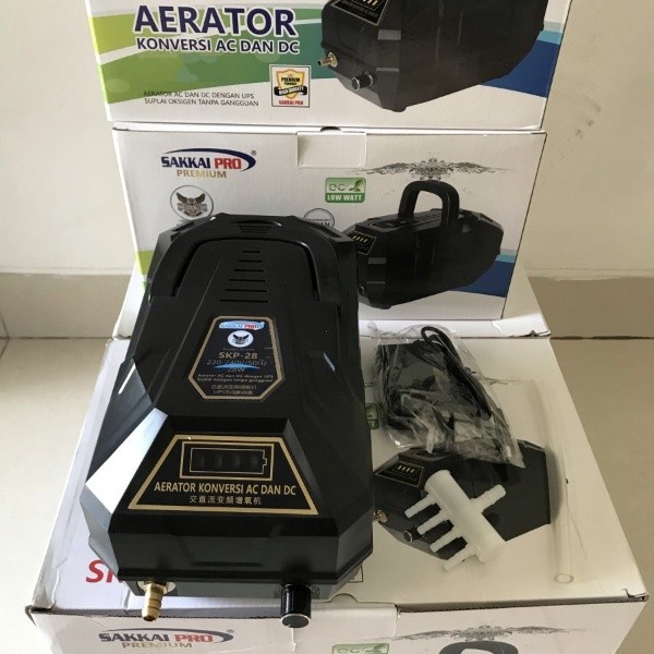 Pompa Udara Aerator ACDC AC DC Sakkai SKP 28 Mesin Aquarium Kolam
