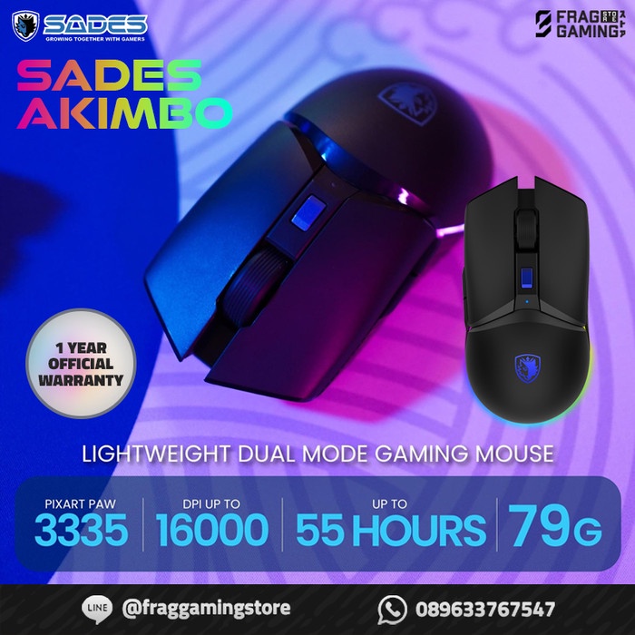 Sades Akimbo Lightweight Dual Mode Wireless Wired Gaming Mouse
