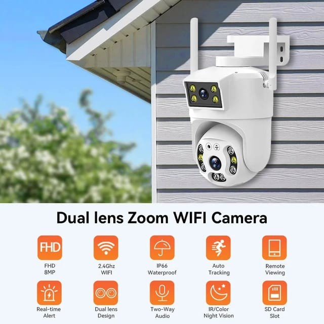 Ip Camera Outdoor Wireless CCTV PTZ Dual Lensa 8MP XMEYE ICSEE