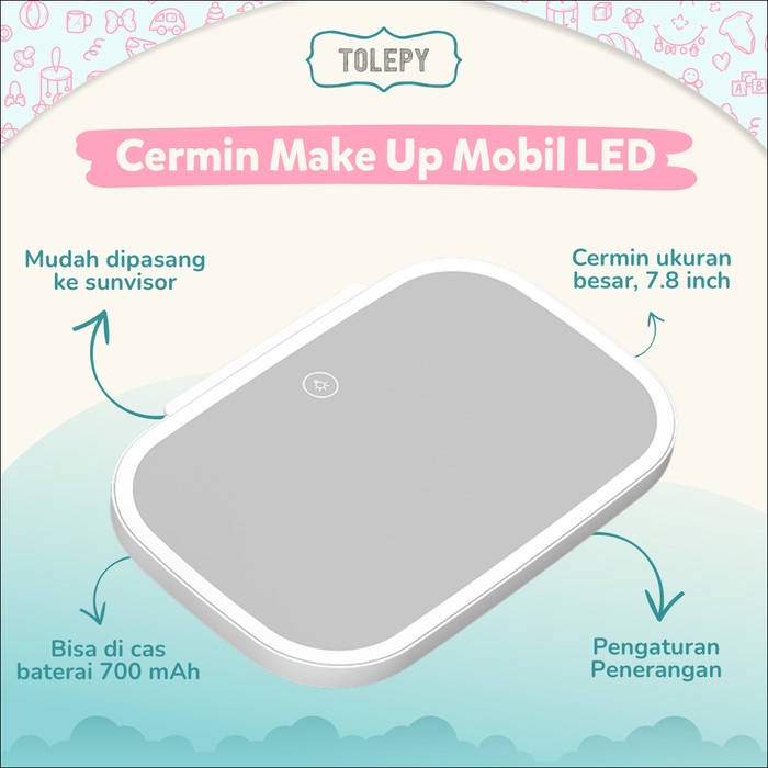 Car Led Make Up Mirror Sunvisor 7.8 Inch / Cermin Make Up Mobil Led