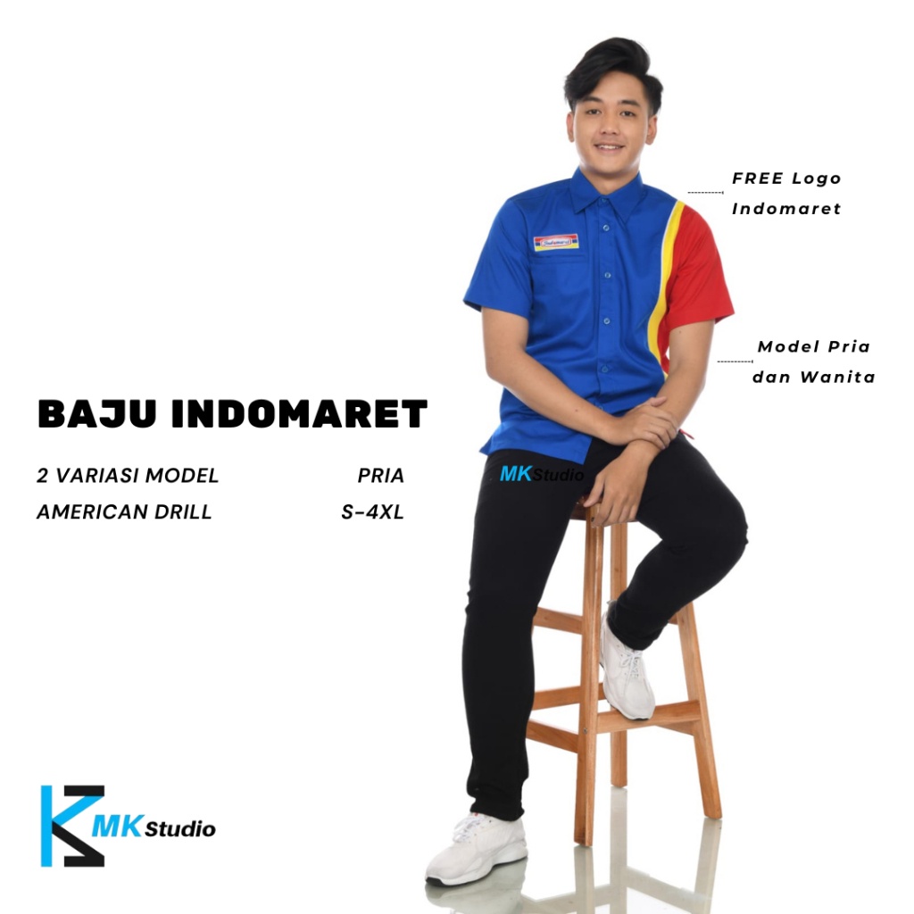 Berkualitas Baju Indomaret Lengan Pendek/Seragam Kasir Indomaret/Baju Kerja Pria Lengan