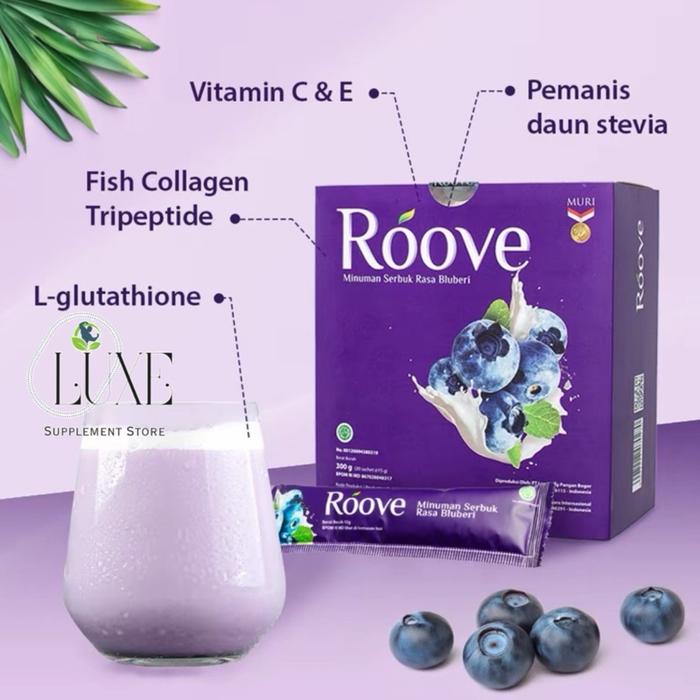 

PROMO ECER 10 Sachet ROOVE COLLAGEN Minuman Kolagen Serbuk Rasa Strawberry Blueberry Kopi Kurma
