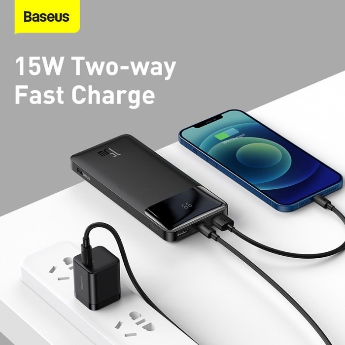 Unik Baseus Powerbank 10000Mah Fast Charging 15W 3A Bipow Triple Output