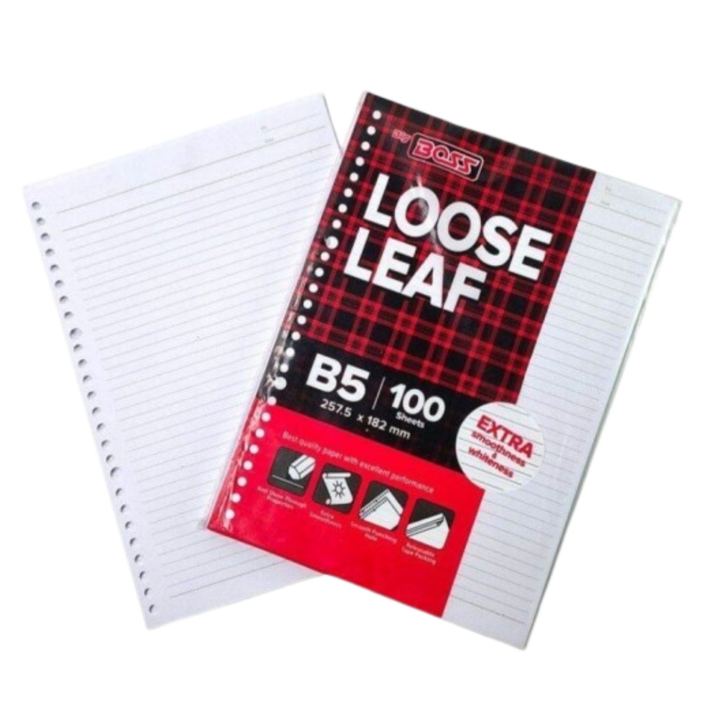 

IK! Loose Leaf B Boss A5 20 Holes / B5 26 Holes - Garis isi 100 Lembar / Isi Binder Bergaris A5 B5