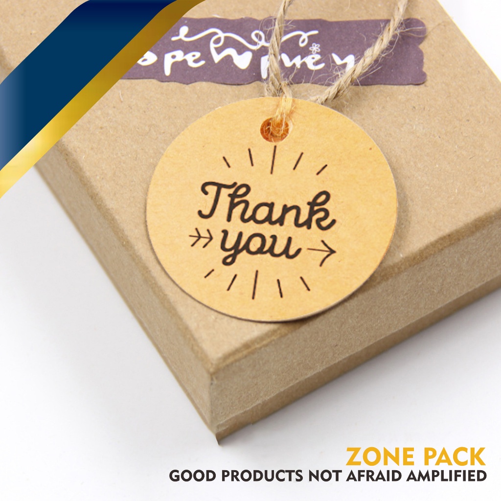 

IK! Hang Tag Ucapan Thank You Craft 100 pcs Hangtag Terima Kasih Kertas Kraft Hang Tag Hampers Hang