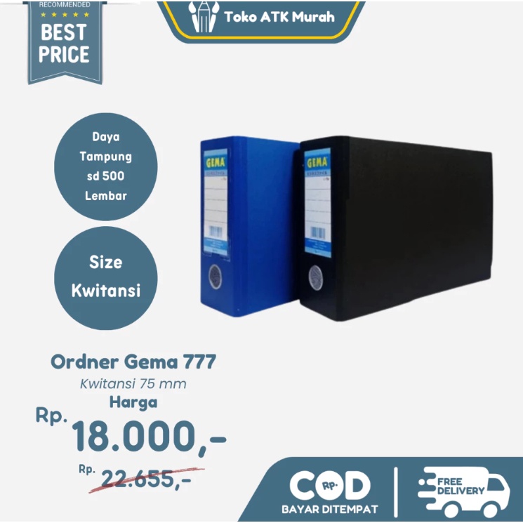 

iK! Ordner GEMA Matt 717 Folio / 777 Kwitansi 1/2 Folio - Map Arsip Ring Binder Tebal Kantor &