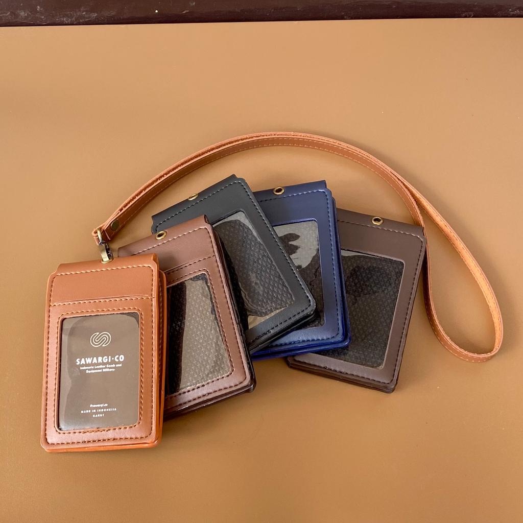 

iK! ID Card Holder Kulit Magnet Flip 2 sisi Name Tag holder kulit by Sawargico Raska