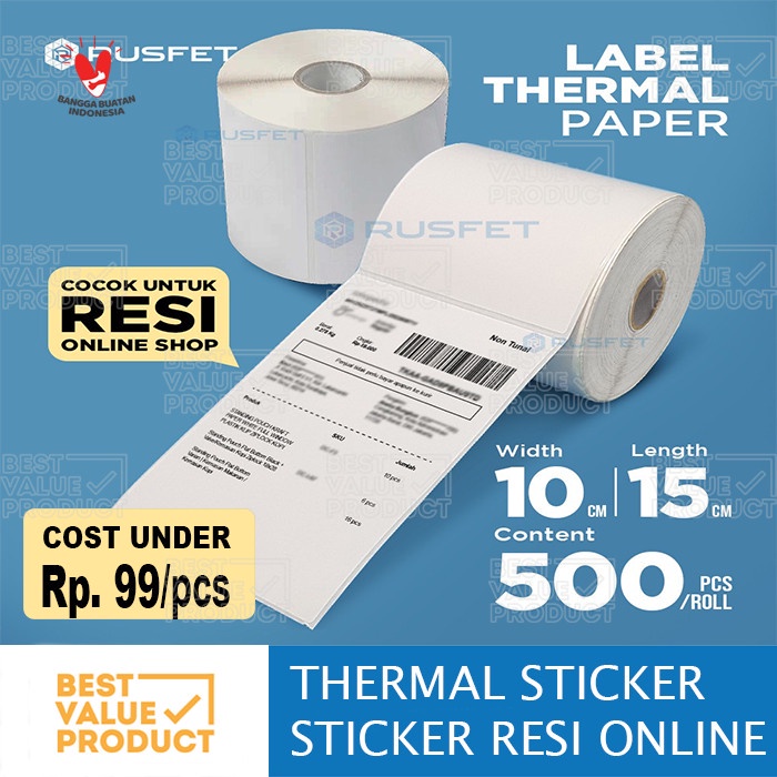 

IK! LABEL THERMAL PAPER A6 500PCS KERTAS STIKER RESI BARCODE 100X150MM