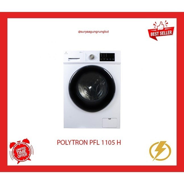 MESIN CUCI FRONT LOADING POLYTRON 11 KG 2000 WATT - PFL 1105 H