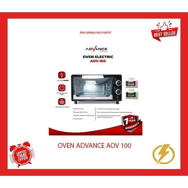 OVEN LISTRIK ADVANCE 9 LITER 500 WATT - AOV 100