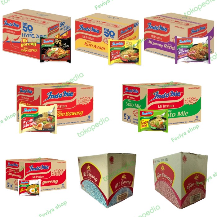 

Ready Indomie Goreng/Soto/Kari/Ayambawang/Rendang/Geprek/Abc - ( Dus )
