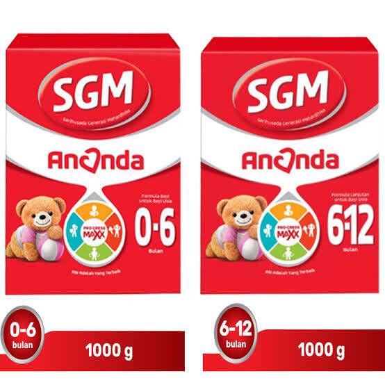 SGM Ananda Tahap 1 dan 2 Susu Bayi Usia 0-6 Bulan 6-12 Bulan Plain 1000 Gram (BESAR) Anak-Anak susu