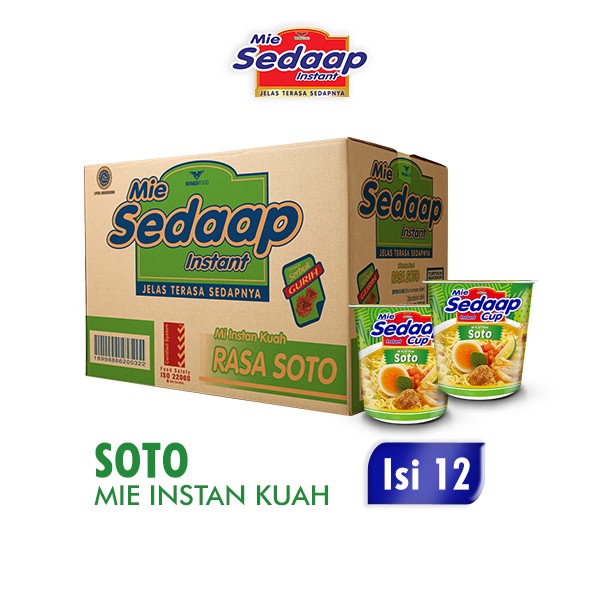 

Ready Mie Sedaap Cup Mi Kuah Rasa Soto (1 Dus/12 Cups)