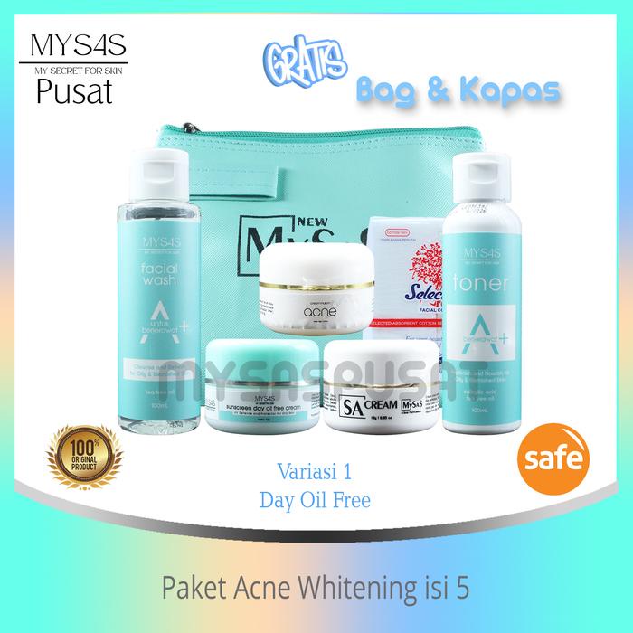 Mysas Skincare Paket Acne Whitening isi 5 / kulit berjerawat acne/ kulit putih glowing natural