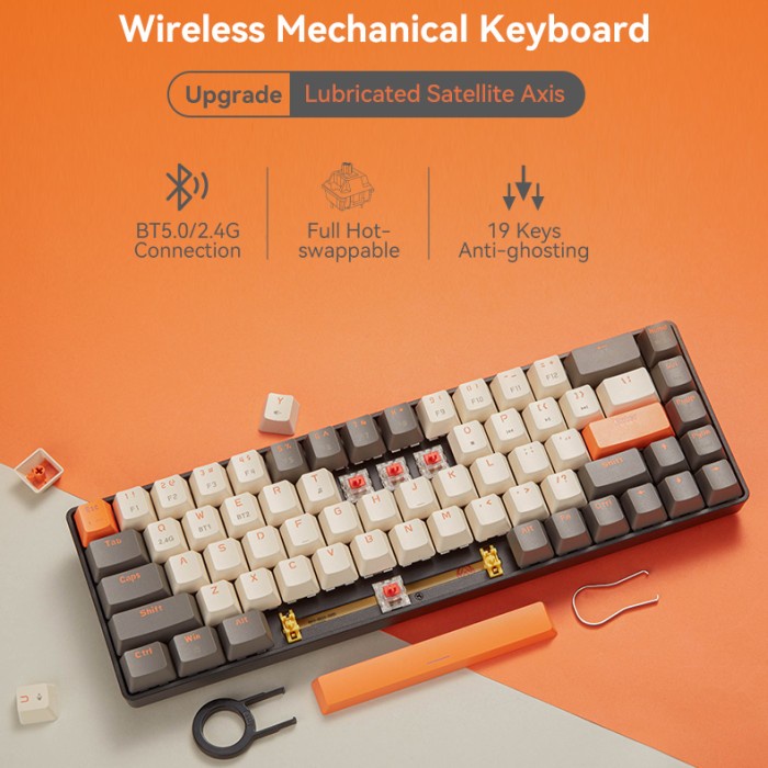 [Good] Ziyoulang K68 Wireless Mechanical Keyboard Bluetooth Multi Devices