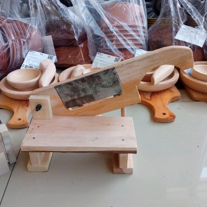 Alat Pemotong Jojodog kaki Untuk Basreng/ Singkong/Ubi/Kerupuk[ Ukuran Besar] Kayu Mahoni Pisau