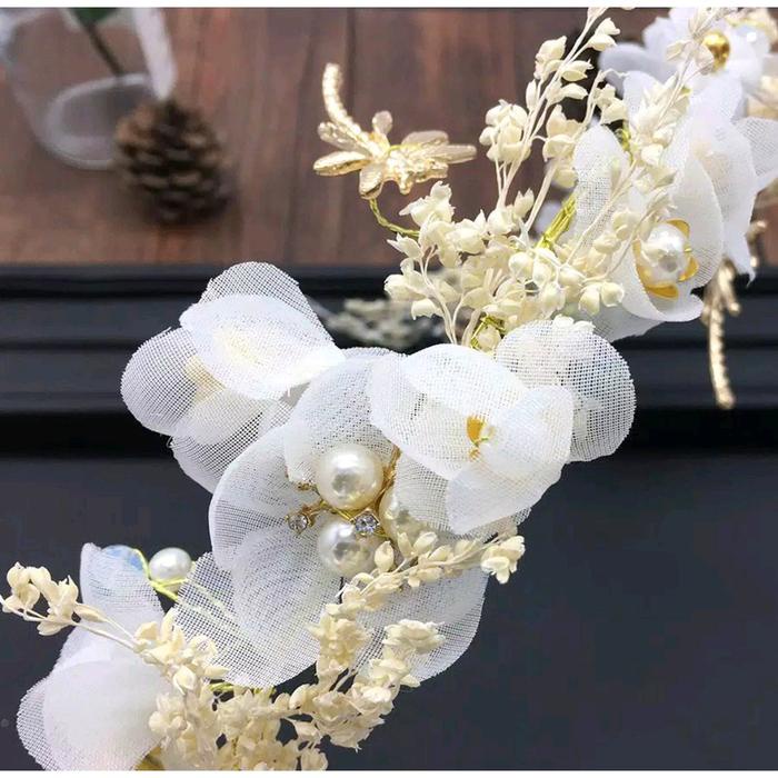 Aeris Headpiece - Mahkota Bunga Putih Headpiece Hiasan Hijab / Kepala Elegan Aksesoris