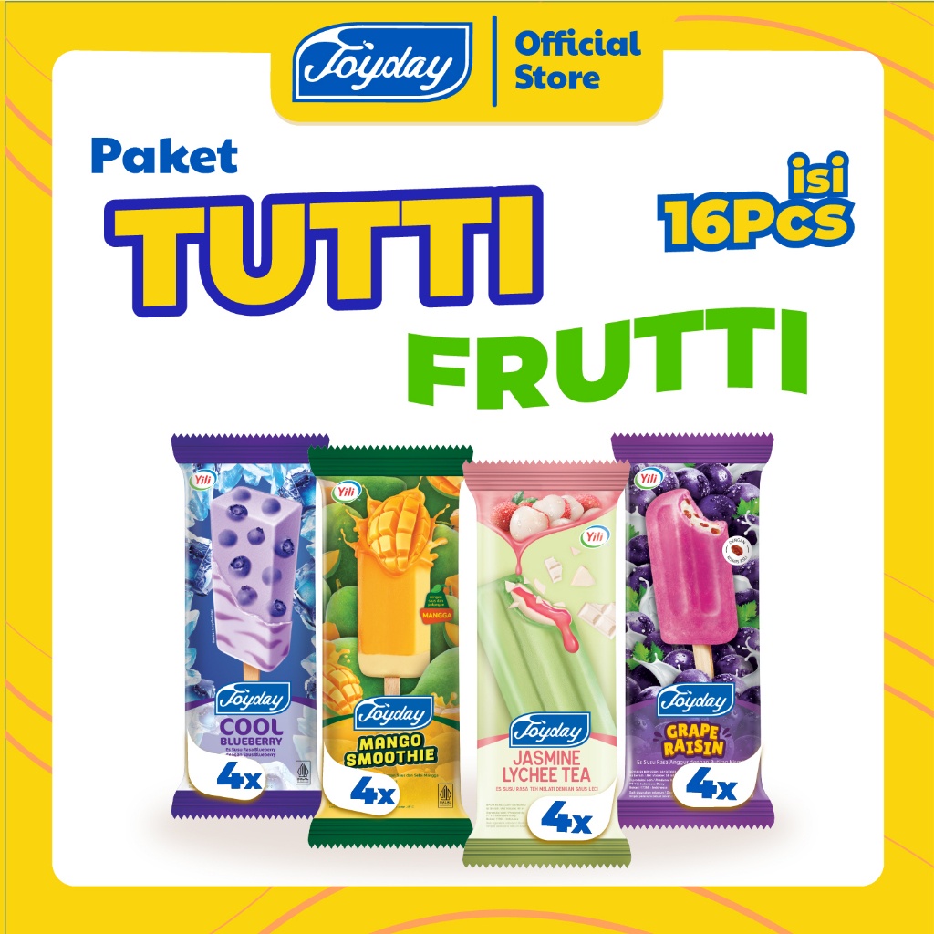 

Joyday Ice Cream PAKET TUTTI FRUTTI - Isi 16 pcs Es Krim Mix