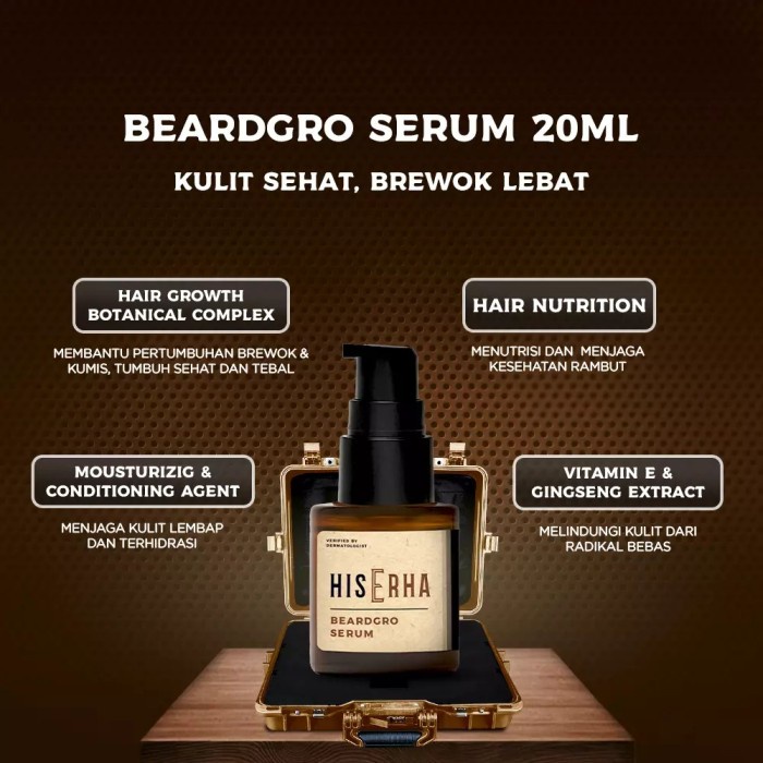 His Erha / Hiserha Beardgro Beard Gro Serum Penumbuh Brewok & Kumis Produk Berkualitas
