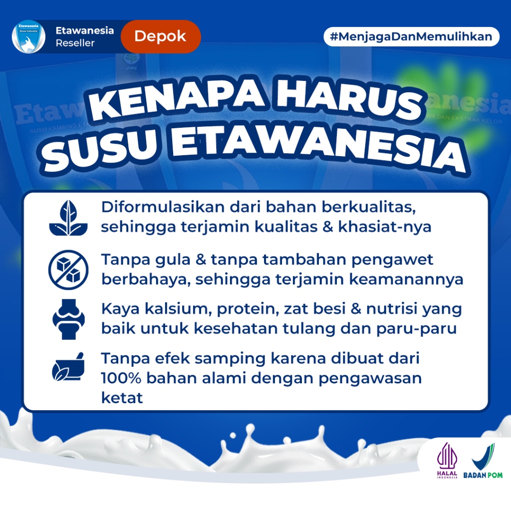 

ETAWANESIA ETAWA BIRU Susu Kambing Etawa 5 X Lebih Efektif Dari Yang Sejenis + Ekstrak Moringa Rasa