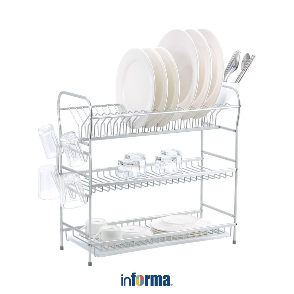 Informa Valco Rak Piring 3 Tingkat Dish Rack Tempat Peralatan Makan Perlengkapan Dapur Rak Pengering