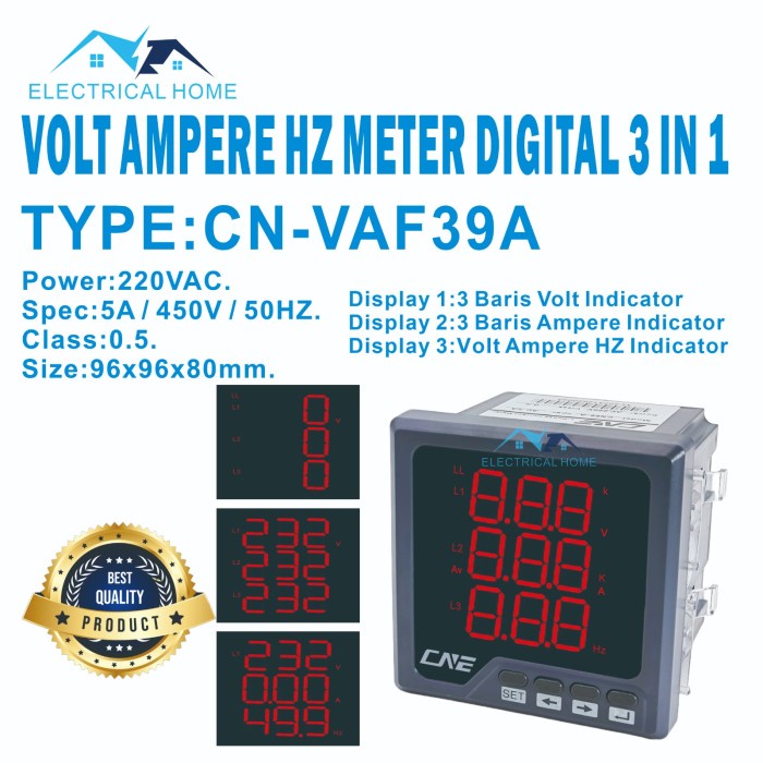 Volt / Ampere / HZ Multi Meter Digital 96x96mm 3 Phase Multi Meter