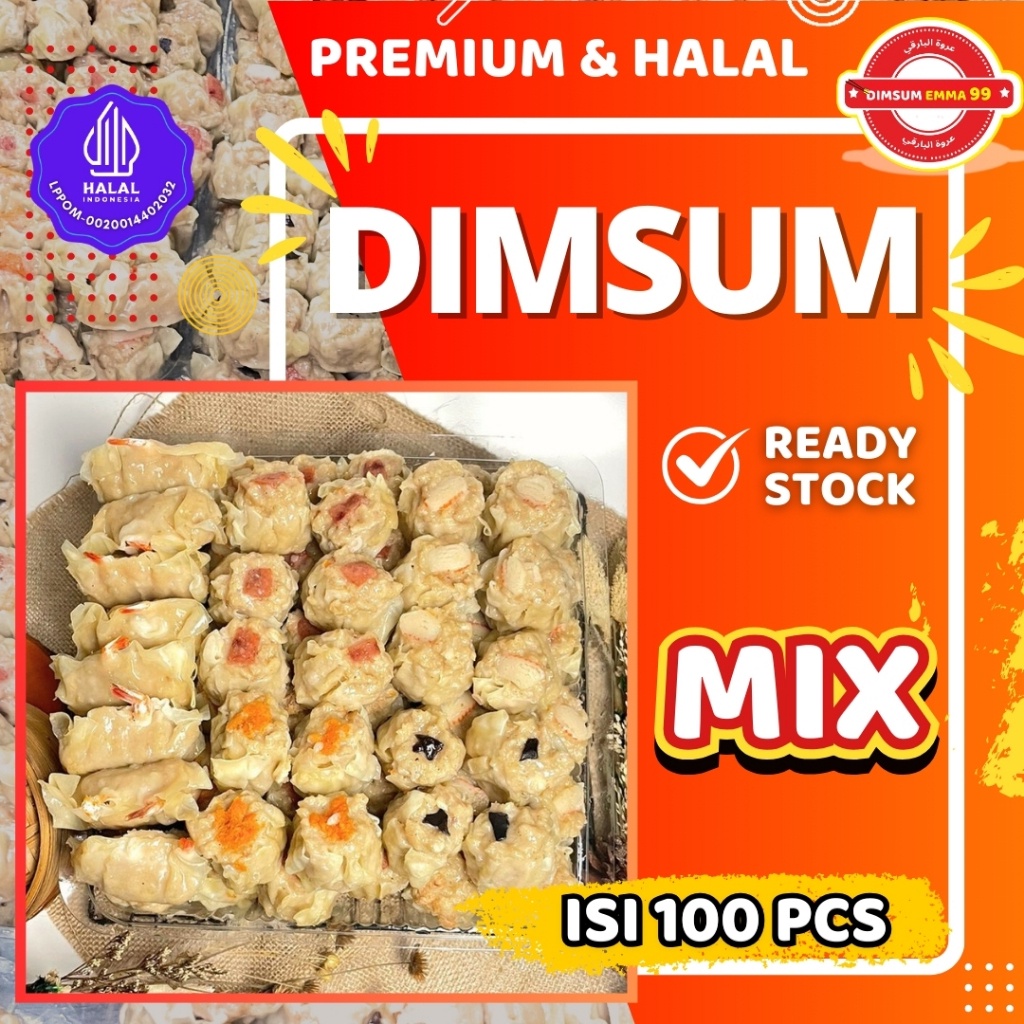 

Frozen Food Dimsum Ayam Premium isi 100 pcs Mix Toping Gratis Dua Saos Merah & Hitam