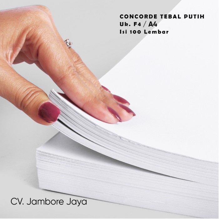

ATKJaya- Kertas Concorde Tebal Putih 230 GSM / 230 Gram F4 / A4