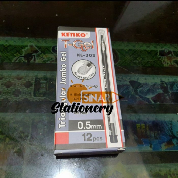 

ATKJaya- Pulpen kenko tgel ke303 hitam 0.5mm1pak isi 12pc