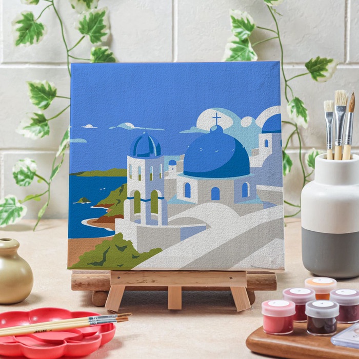 

ATKJaya- paint by number kota santorini canvas 20x20 lukisan menurut angka