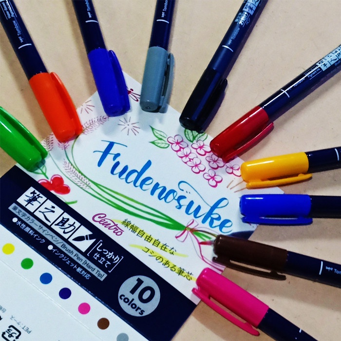 

ATKJaya- Tombow Fudenosuke Brush Pen Hard Tip Set 10 Kuas Lettering Kaligrafi