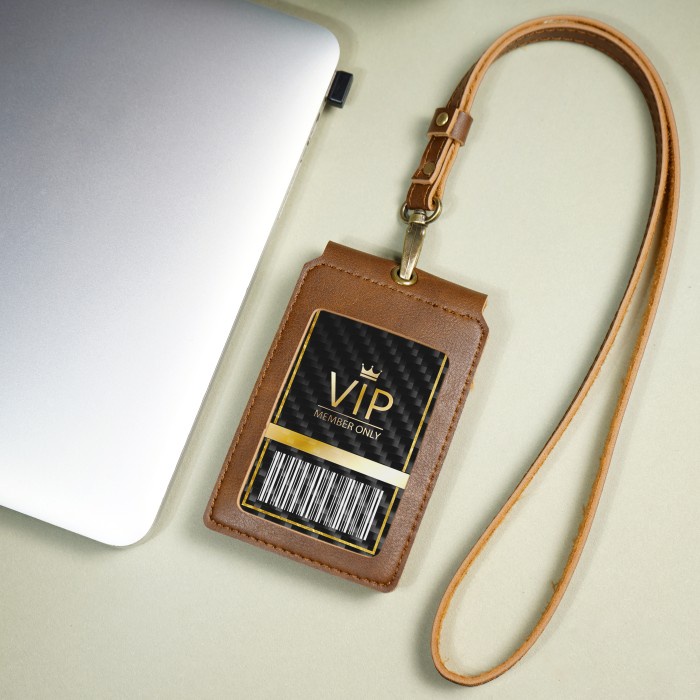 

ATKJaya- Name Tag Dua Sisi Magnet ID Card Holder Lanyard 2 Sisi Kulit