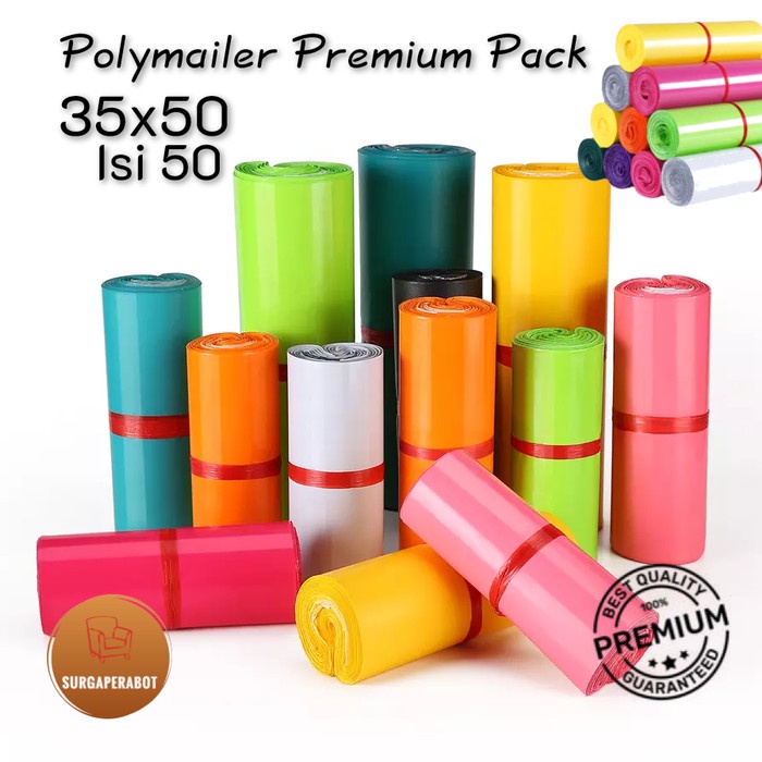 

ATKJaya- Plastik Packing Polymailer Warna 35X50 Poly isi 50 pcs Premium Amplop