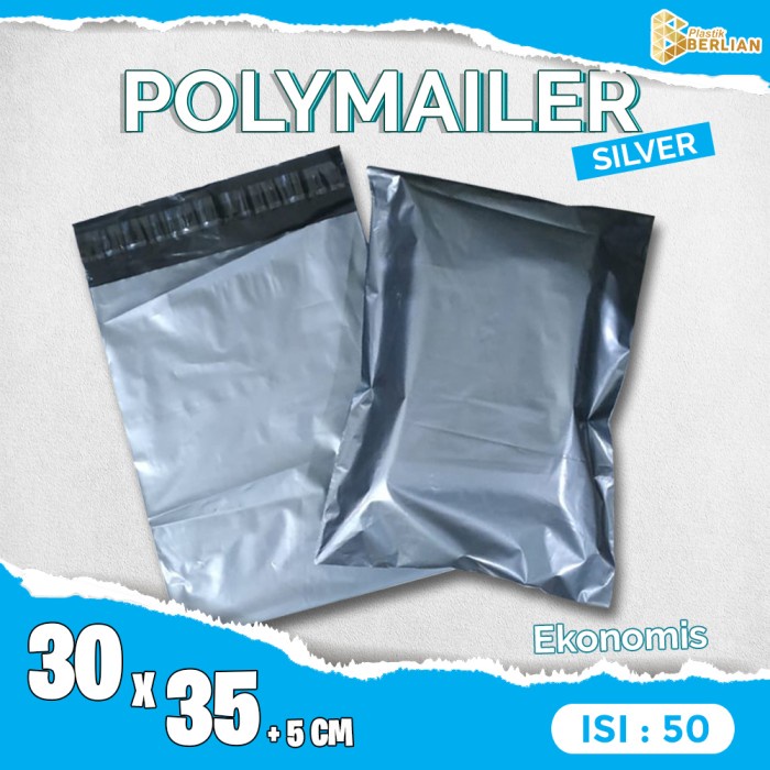 

ATKJaya- Plastik Amplop Packaging Polymailer Ekonomis 30x35 isi 50 - Silver