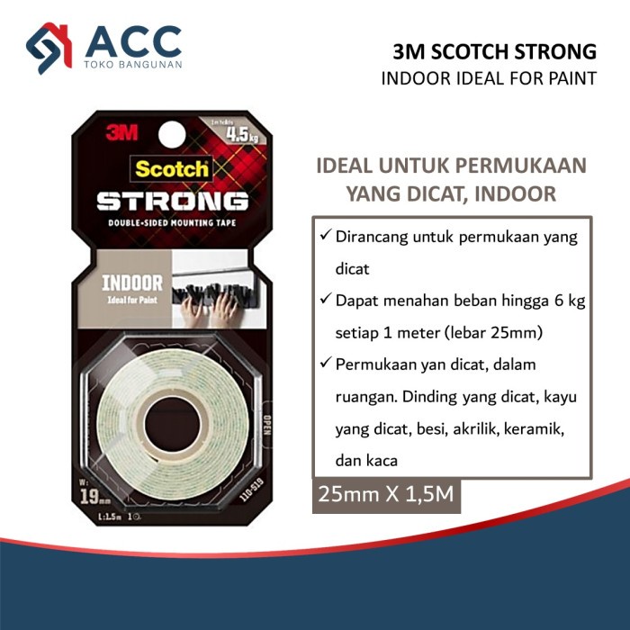 

ATKJaya- 3M SCOTCH STRONG INDOOR Tape Double Sided Mounting 25mm x 1.5 Meter