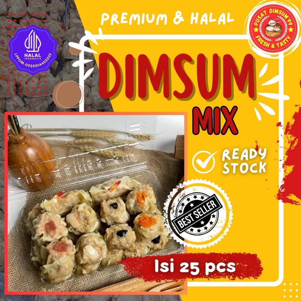 

TERLARIS!! Dimsum Frozen MIX isi 25 pcs Murah & Halal Free Saus Merah & Lada Hitam