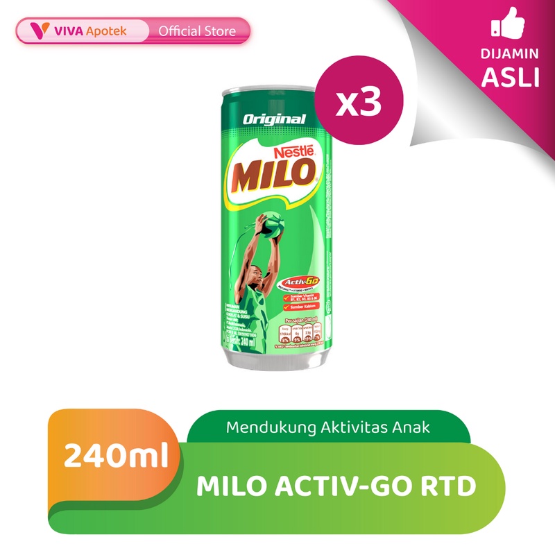 

Milo Active-Go RTD Memenuhi Kebutuhan Nutrisi & Gizi Anak 220 ml (Pack - 3 Kaleng)