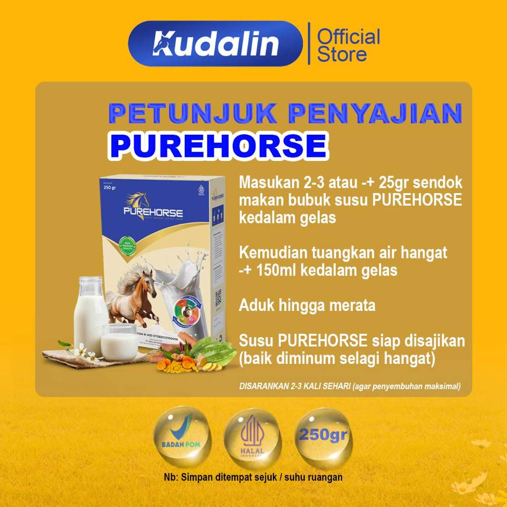 

Purehorse Susu Kuda Lombok Original Bubuk 250 Gram Paket 1 Box