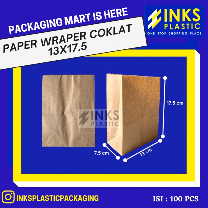 

SOUVEN- PAPER WRAPER BAG SOSBAG 13x17,5 COKLAT KANTONG KERTAS MAKANAN (100 PCS