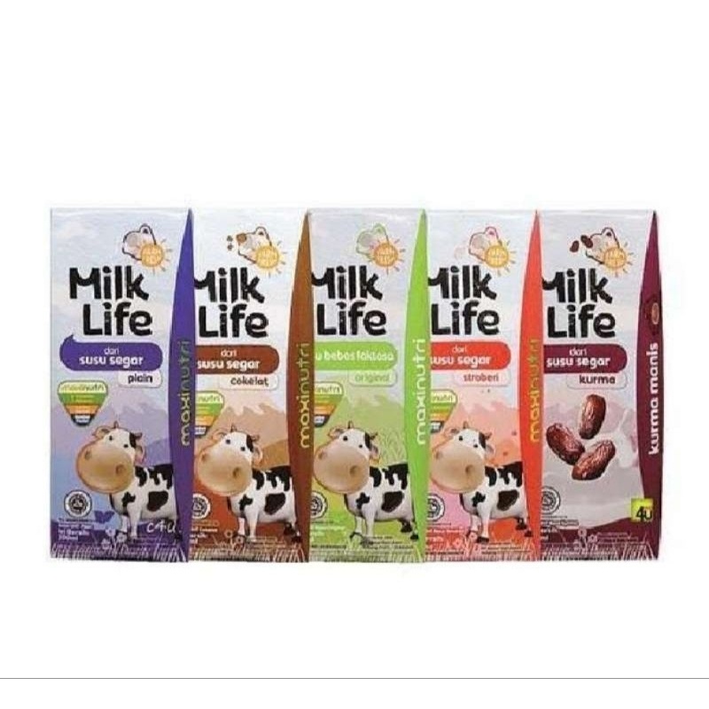 Susu UHT MILK LIFE 200ml 24pcs Susu Segar UHT Milk Life Susu Lactose Free Milk Life Susu UHT bebas