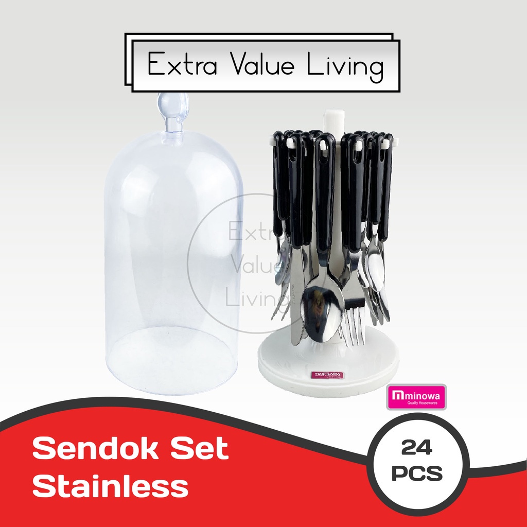 YOSHIKAWA Sendok Makan Stainless Sendok Set 24 Pcs Cutlery Set EVL-9502 D3V