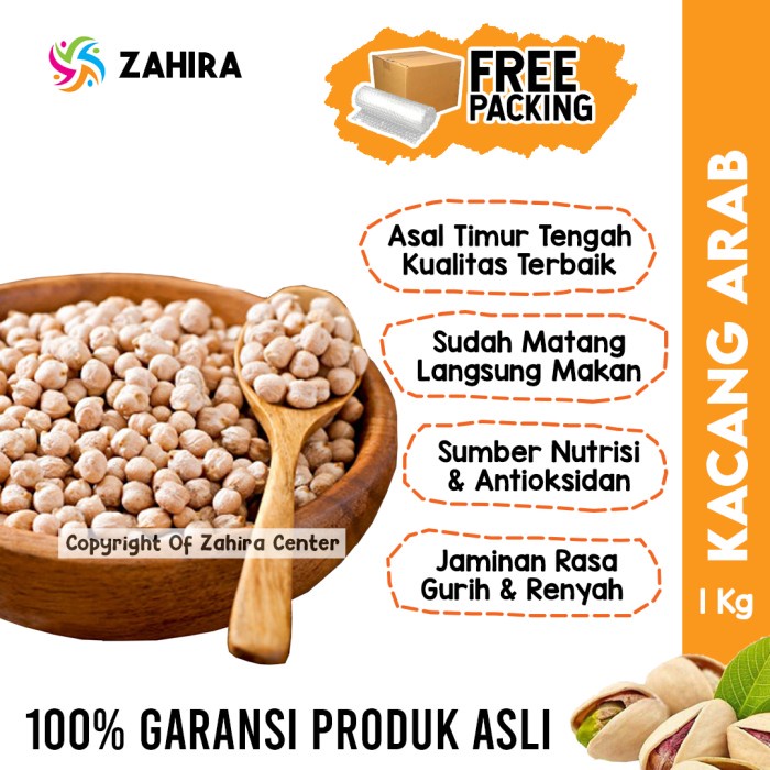 

JH8 KACANG ARAB CHICKPEAS 1KG Premium Matang Souvenir Haji Umroh Renyah