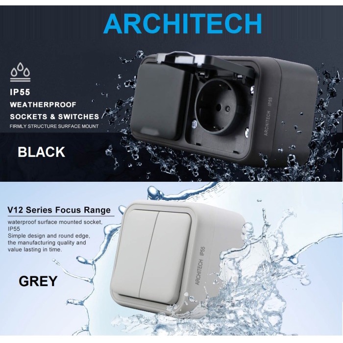 (Good) ARCHITECH SAKLAR BELL OUTDOOR / SAKLAR BLACK WATERPROOF V12 ARCHITECH