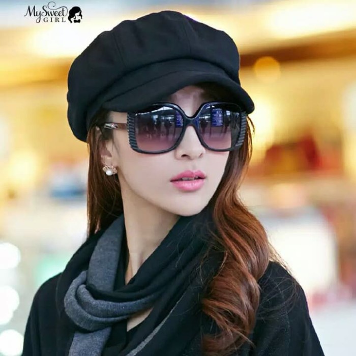 Topi Wanita Topi Korea Fashion Topi Hitam